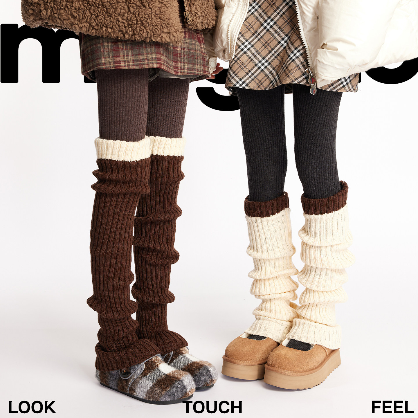 咖色袜子女款长筒秋冬加厚保暖针织护膝护腿长筒套撞色罗口小腿袜,女士内衣/男士内衣/家居服,长筒袜,淘宝优惠券,粉丝福利购,淘宝优惠卷