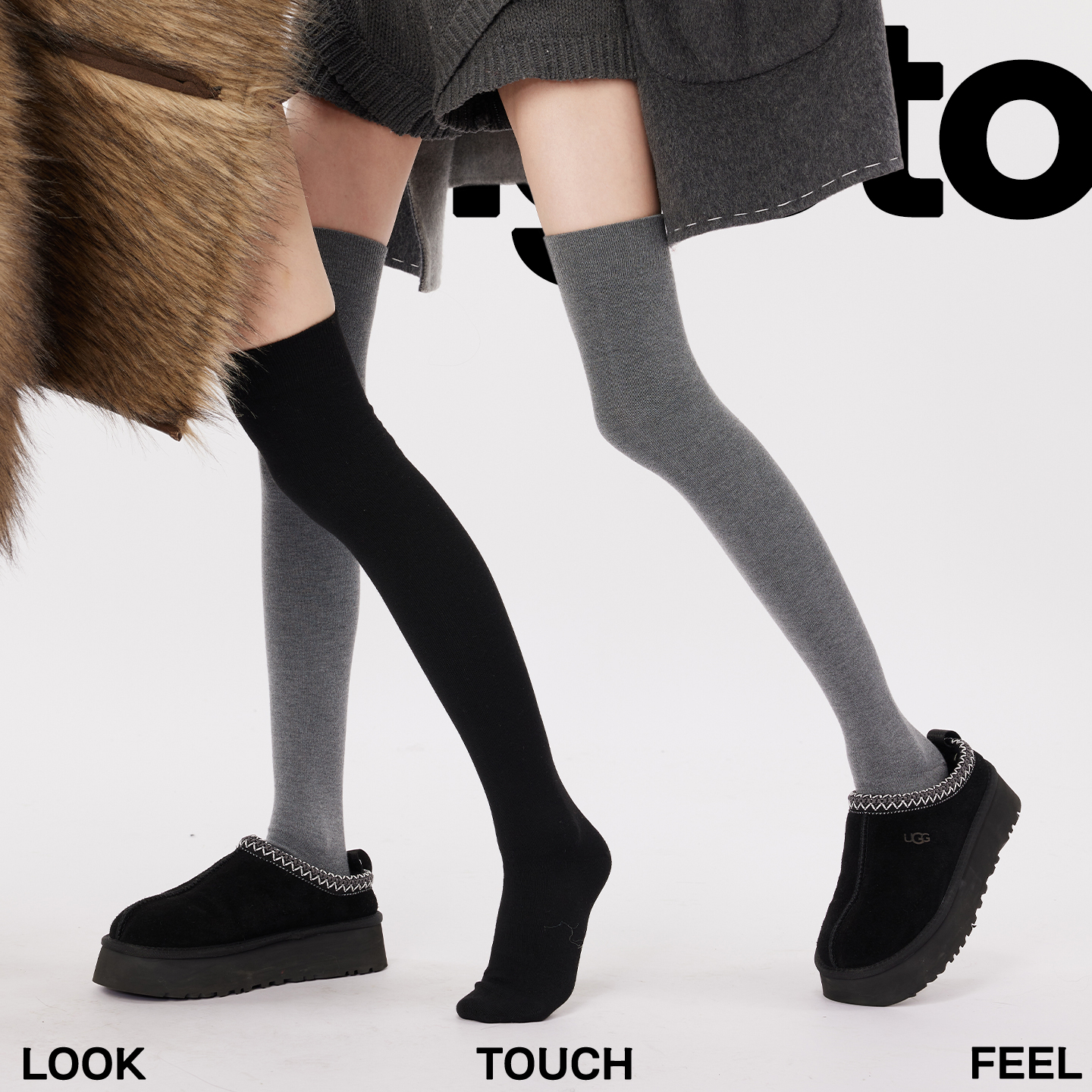 灰色过膝长筒袜防下滑女秋冬保暖