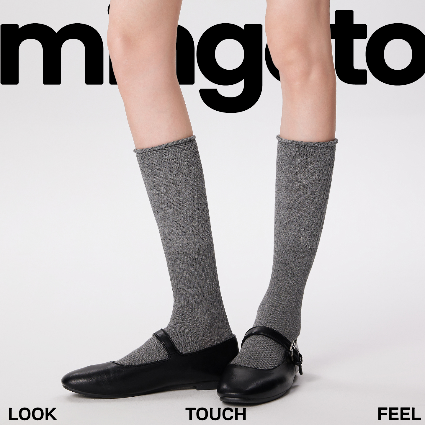 日系拼接卷边长筒袜女秋冬