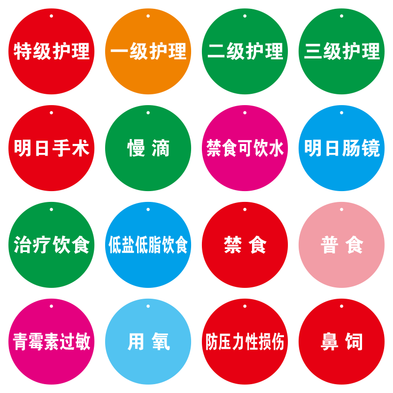 医院病房挂牌双面亚克力一级特级护理流质饮食药物过敏提示牌禁食坠床防跌倒用氧青霉素过敏住院部门标识牌