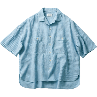Sunnyclouds男式棉麻条纹衬衫
