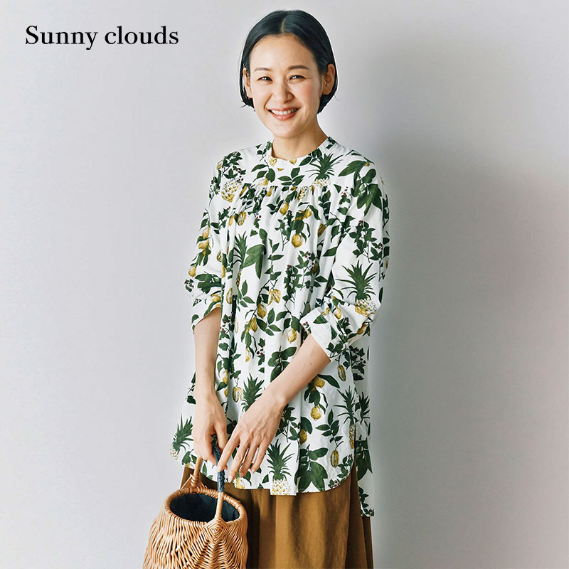 桑妮库拉/Sunny clouds 女式纯棉柠檬印花中长款罩衫 女装/女士精品 衬衫 原图主图