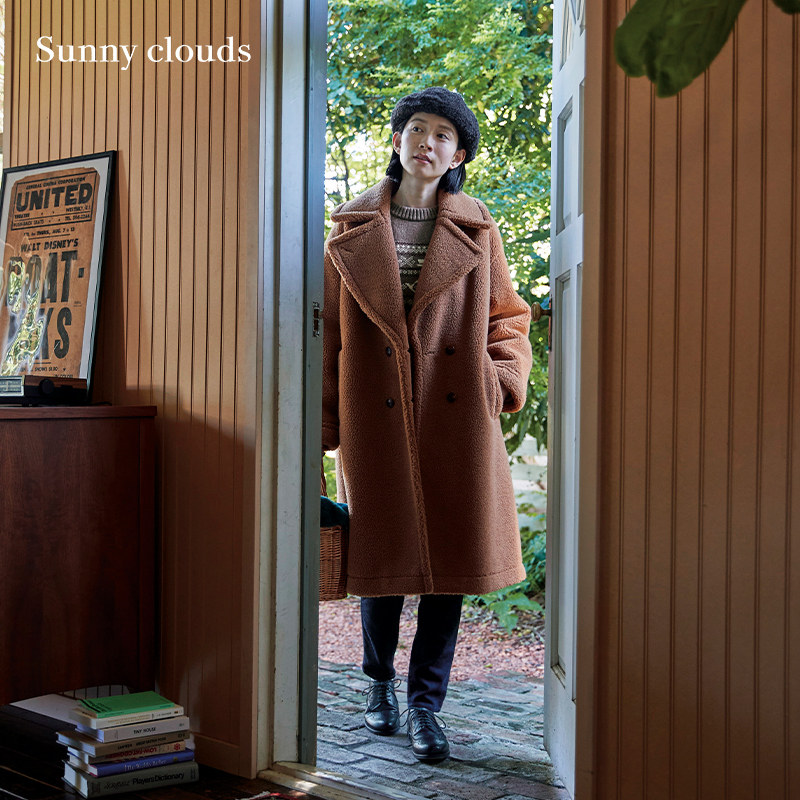 桑妮库拉/Sunny clouds 女式仿羊羔毛双排扣大衣保暖厚
