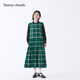 新品 桑妮库拉 Sunny 秋季 clouds纯棉格子拼接连衣裙bonpon合作款