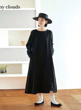 桑妮库拉/Sunny clouds 女式纯棉小纹印花假两件连衣裙