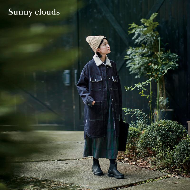 女式纯棉仿羊羔毛长款牛仔大衣