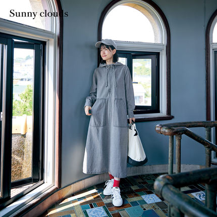 冬季新品 桑妮库拉/Sunny clouds 女式纯棉连帽牛仔日系连衣裙