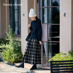 冬季新品 桑妮库拉/Sunny clouds 棉混羊毛格子半身裙显瘦裙子女