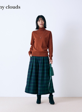 冬季新品 桑妮库拉/Sunny clouds纯棉精梳纱针织高领衫红色毛衣女