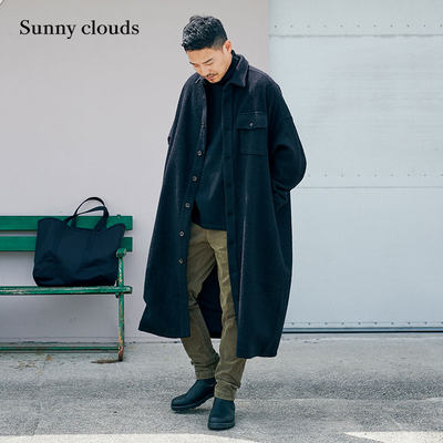 桑妮库拉/Sunny clouds 男式衬衫风落肩宽松长款外套