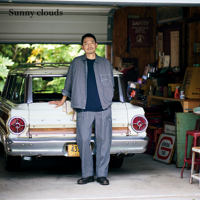 男式纯棉落肩薄牛仔条纹衬衫