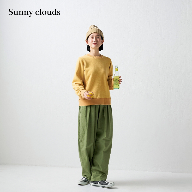 黄色双拼套头上衣宽松卫衣