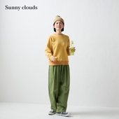 春季 clouds纯棉双色拼接卫衣正肩上衣套头黄 Sunny 新品 桑妮库拉