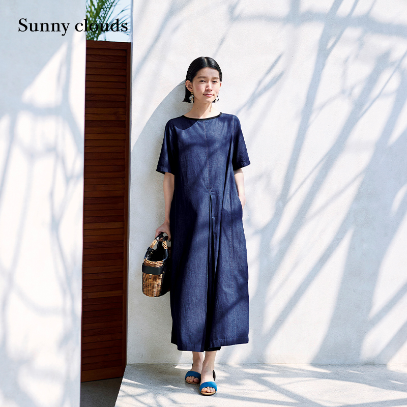 女式纯棉轻薄日系牛仔连衣裙