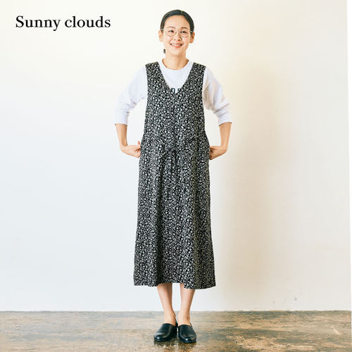 Sunnyclouds女式纯棉印花背带裙