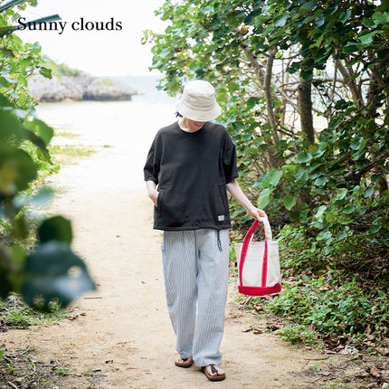 夏季新品 桑妮库拉/Sunny clouds 女式纯棉山系抽绳落肩宽松T恤
