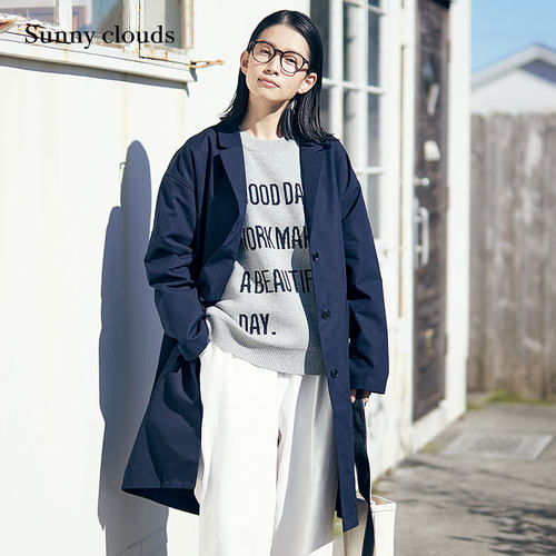Sunnyclouds女式纯棉长款风衣