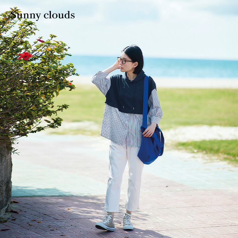 纯棉撞色套头衬衫宽松百搭上衣