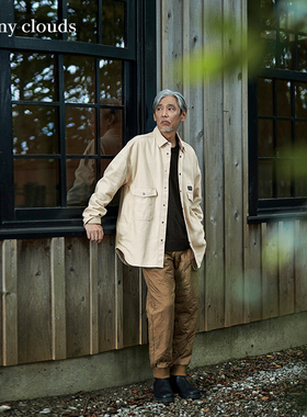 桑妮库拉/Sunny clouds男式纯棉落肩宽松工装风山系衬衫