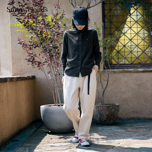 灰黑格子衬衫宽松上衣女