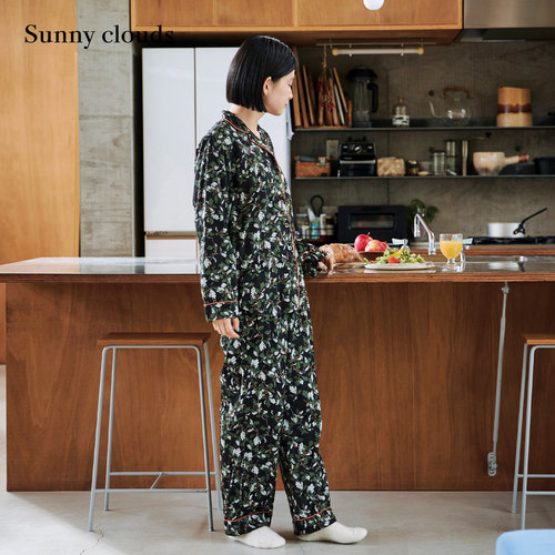 秋季纯棉家居服橡子印花睡衣