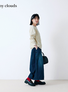 冬季新品 桑妮库拉/Sunny clouds 女式纯棉牛仔阔腿裙裤宽松休闲