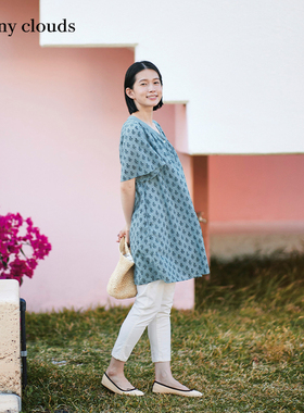 桑妮库拉/Sunny clouds棉混微弹九分紧腿裤白色打底长裤