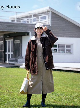 冬季新品 桑妮库拉/Sunny clouds女式纯棉仿羊羔毛内里灯芯绒外套