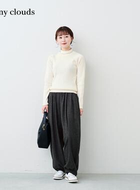 桑妮库拉/Sunny clouds 女式棉混半高领针织衫（米白）