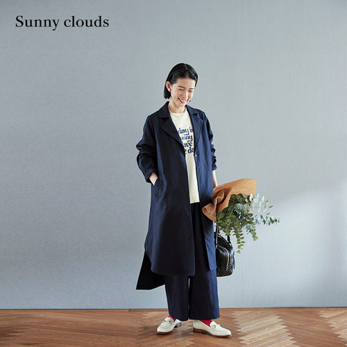 女式棉麻落肩宽松风衣外套春季