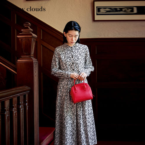 女式纯棉玫瑰印花连衣裙日系