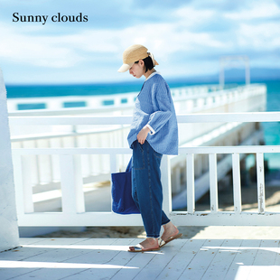 Sunny clouds纯棉宽松微锥毛边牛仔裤 新品 百搭长裤 桑妮库拉 夏季