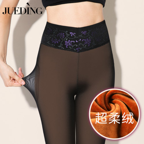 秋冬加绒加厚打底裤女假透肉外穿保暖裤肤色特厚肉色大码高腰棉裤 - 封面