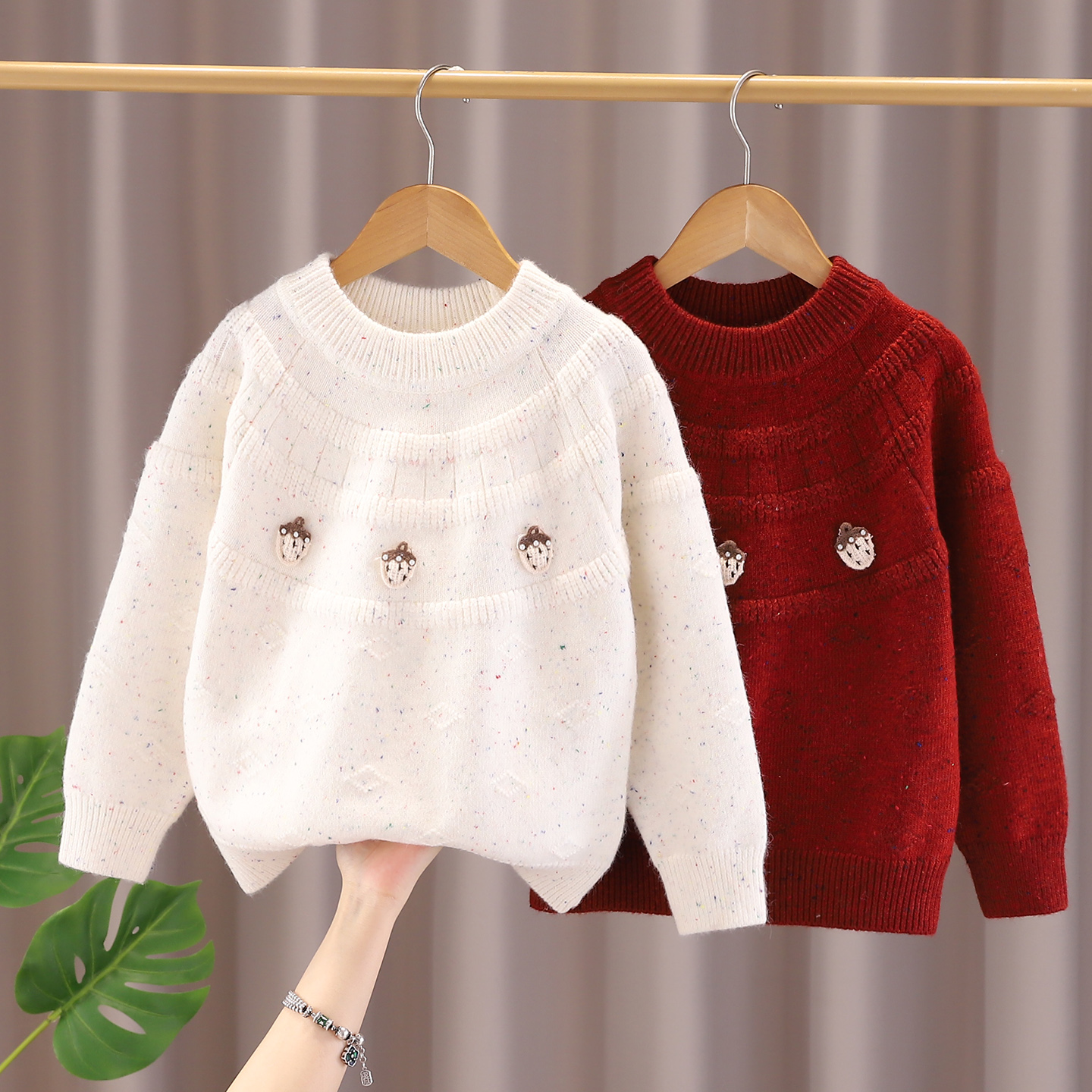 童装女童秋冬季毛衣女孩2025新款儿童加厚针织衫上衣圆领中大童