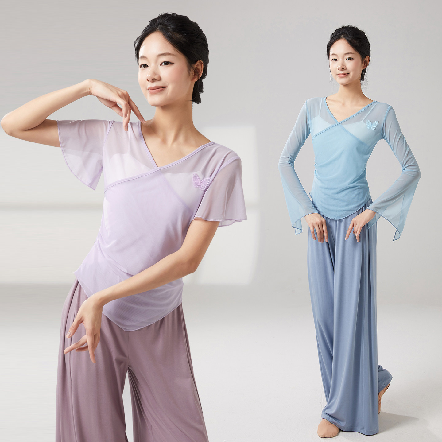 舞蹈服女现代形体练功服网纱套装