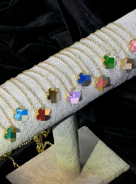 跨境热卖双面四叶草项链幸运四叶草18K金项链简约气质女锁骨链