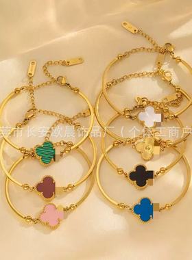 新款简约钛钢手链百搭不掉色高级感轻奢小众设计感开口手链