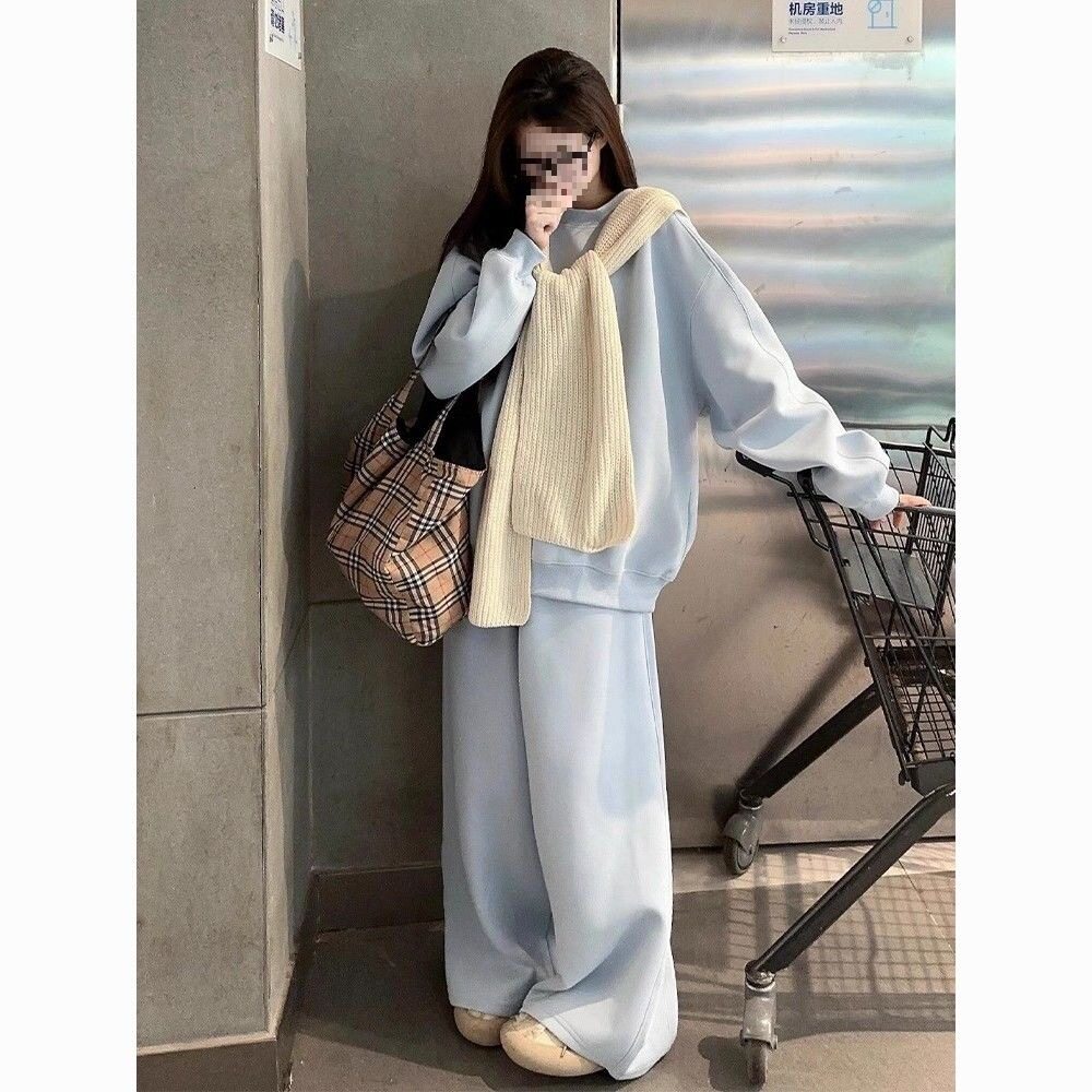 显瘦休闲运动服套装女卫衣慵懒风韩版秋冬宽松两件套学生阔腿长裤