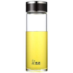 希诺单层加厚玻璃杯高档商务大容量简约透明水杯男女士带盖泡茶杯