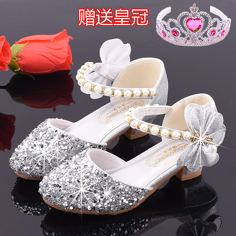 女童单鞋高跟公主鞋儿童水晶鞋