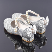 儿童演出鞋 女童公主鞋 洋气女孩舞台走秀水晶鞋 春秋新款 小高跟皮鞋