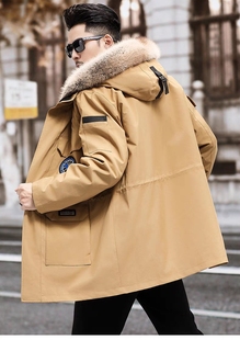 冬季 爸爸貂内胆中长款 加肥加大可拆卸皮毛一体 男款 派克服2024新款