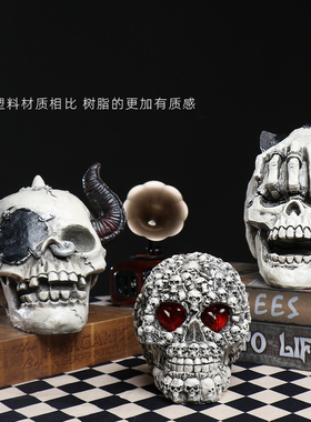 复古做旧骷髅头模型创意万圣节