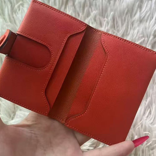 全手工卡片包四卡位尺寸10.5x7x2cm eve头层牛皮珐琅扣小卡包