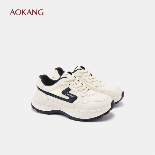 奥康女鞋2025冬季新款厚底休闲运动鞋舒适老爹鞋