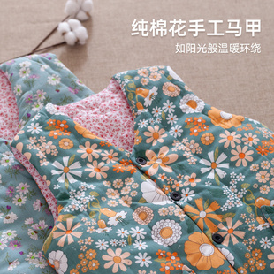 妈妈加厚棉坎肩秋冬季 棉花手工马甲女 成人内外穿保暖背心马夹