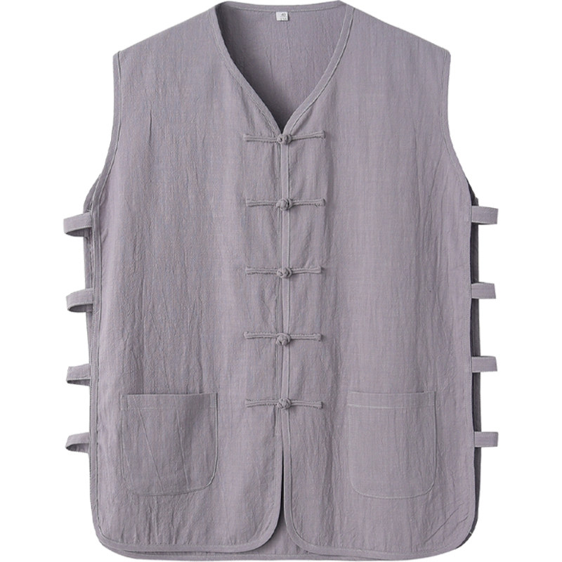 COTTON AND LINEN VESTS MENS OUTERWEAR PLUS-SIZE LOOSE MIDDLE-AGED AND ELDERLY BREATHABLE SLEEVELESS SHOULDER-FREE VEST VEST OLD MAN SHIRT
