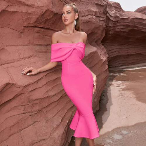 oreign trade hit, off shoulder fishtail evening gown, dress