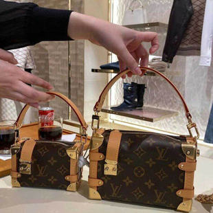 法国LV/女包新款 Side Trunk软盒子包老花手提包单肩斜挎包方盒子