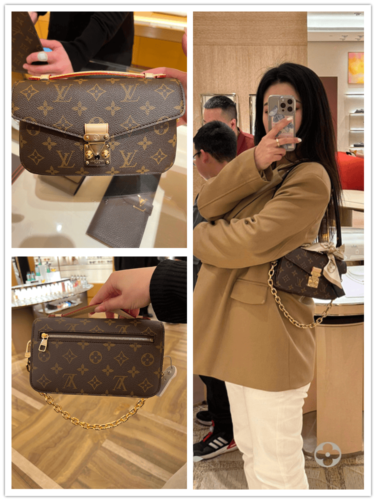 LV/女包新款 East West 老花小邮差包链条包单肩斜挎手提包小方包